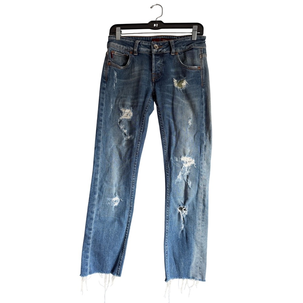 LTB 1948 Distressed Jeans Womens 26 Medium Wash Button Fly Raw Hem Denim